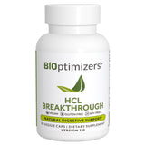 BIOptimizers HCL Breakthrough, botella vertiendo, posible alivio de malestar estomacal tras comer