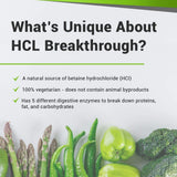 Toma diaria con la botella de BIOptimizers HCL Breakthrough para una digestión más cómoda