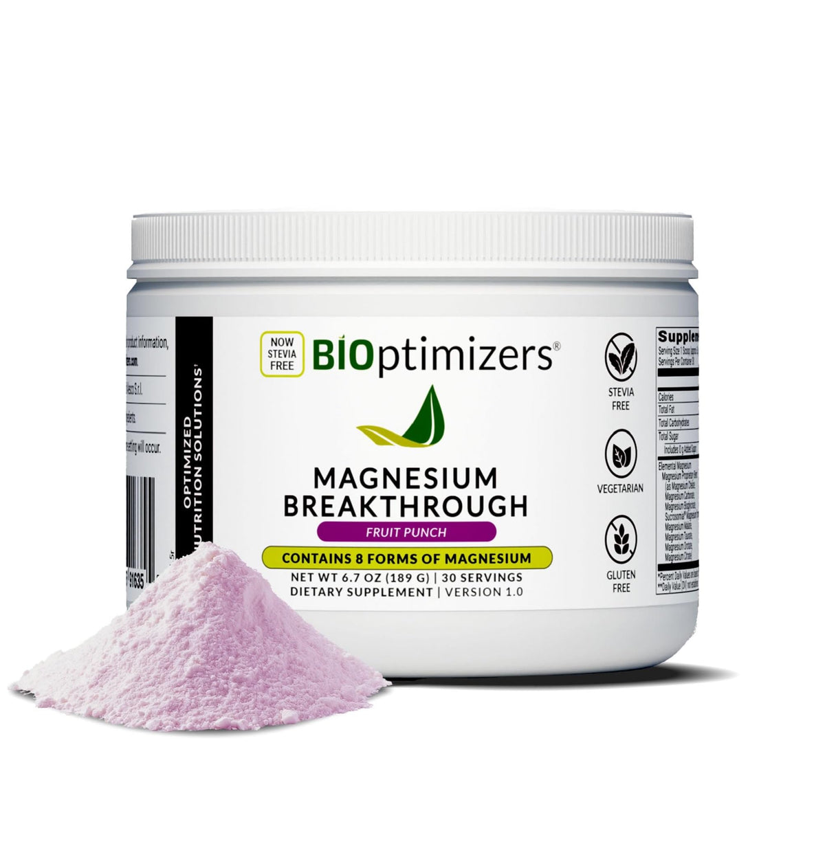 BIOptimizers Magnesio Breakthrough, bebida Fruta Punch para relajación y bienestar.