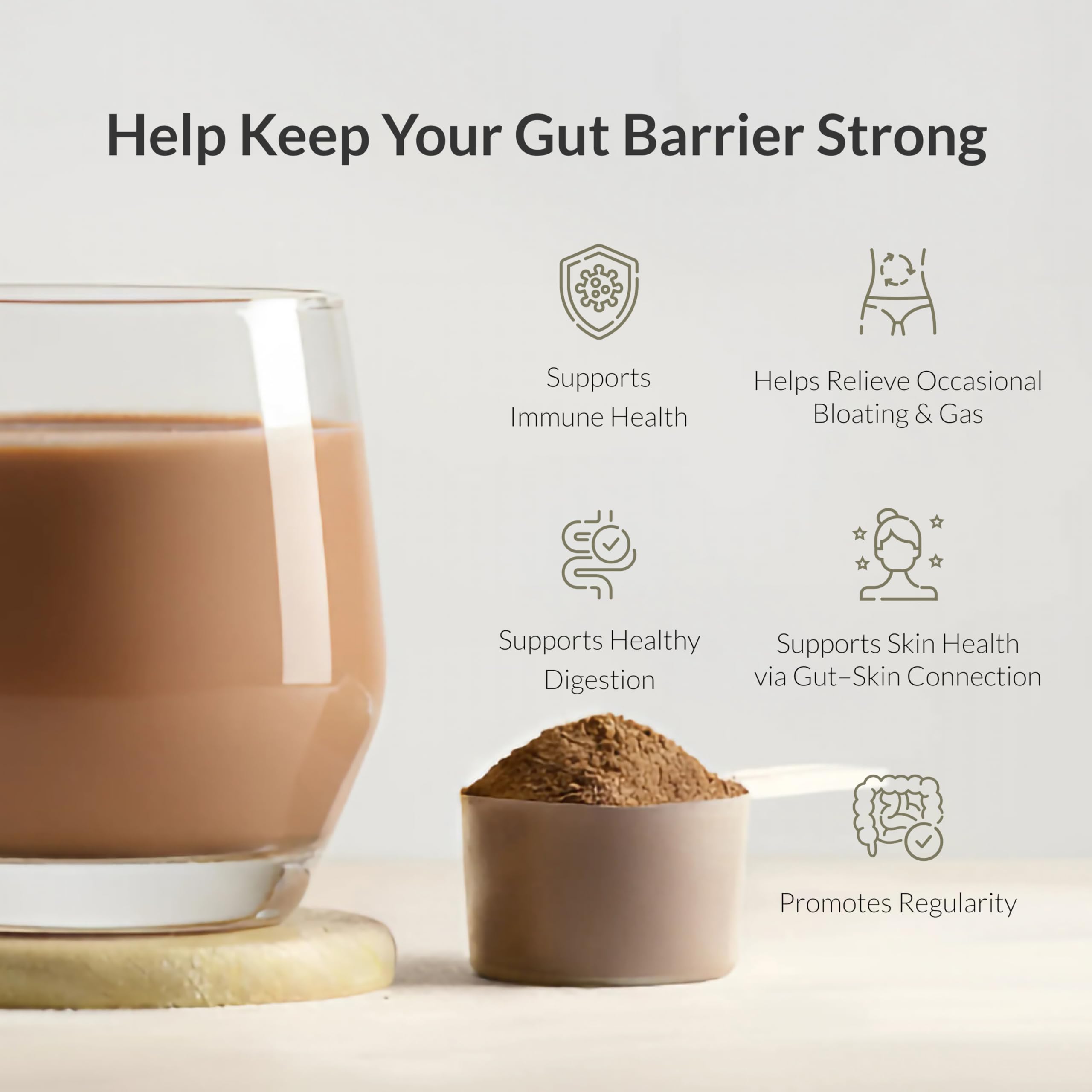BIOptimizers Microbiome Breakthrough con cucharita de medición para dosis convenientes.