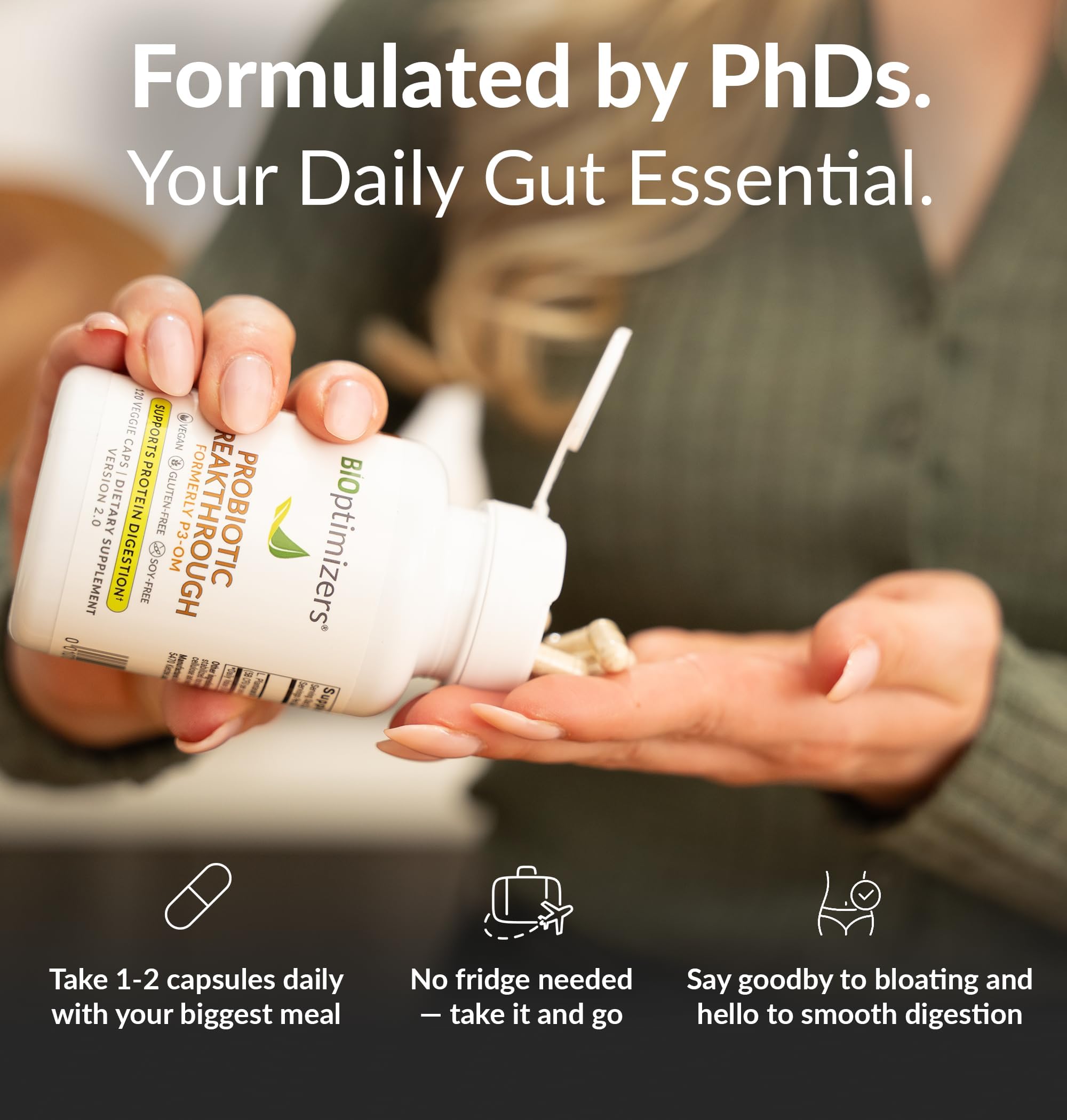 BIOptimizers Probiotic Breakthrough con prebiotico adicional, alimenta bacterias beneficiosas