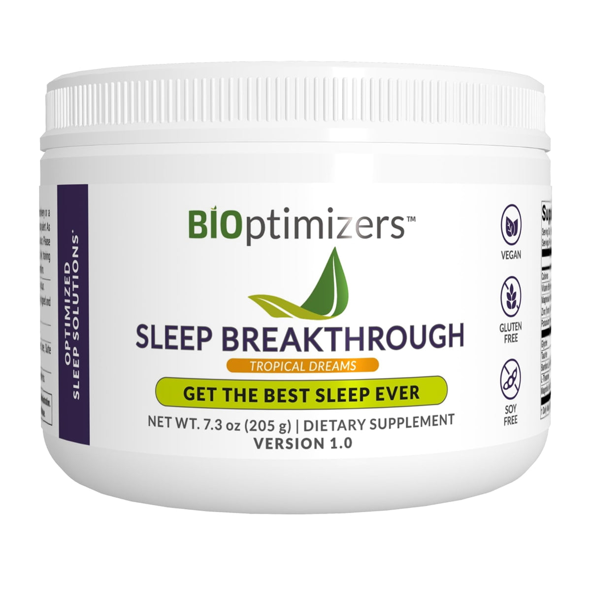 BIOptimizers Sleep Breakthrough botella de polvo tropical lista para dormir mejor.