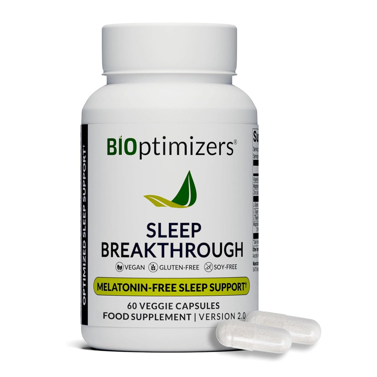 BIOptimizers Sleep Breakthrough cápsulas: botella frente para iniciar un sueño calmado.