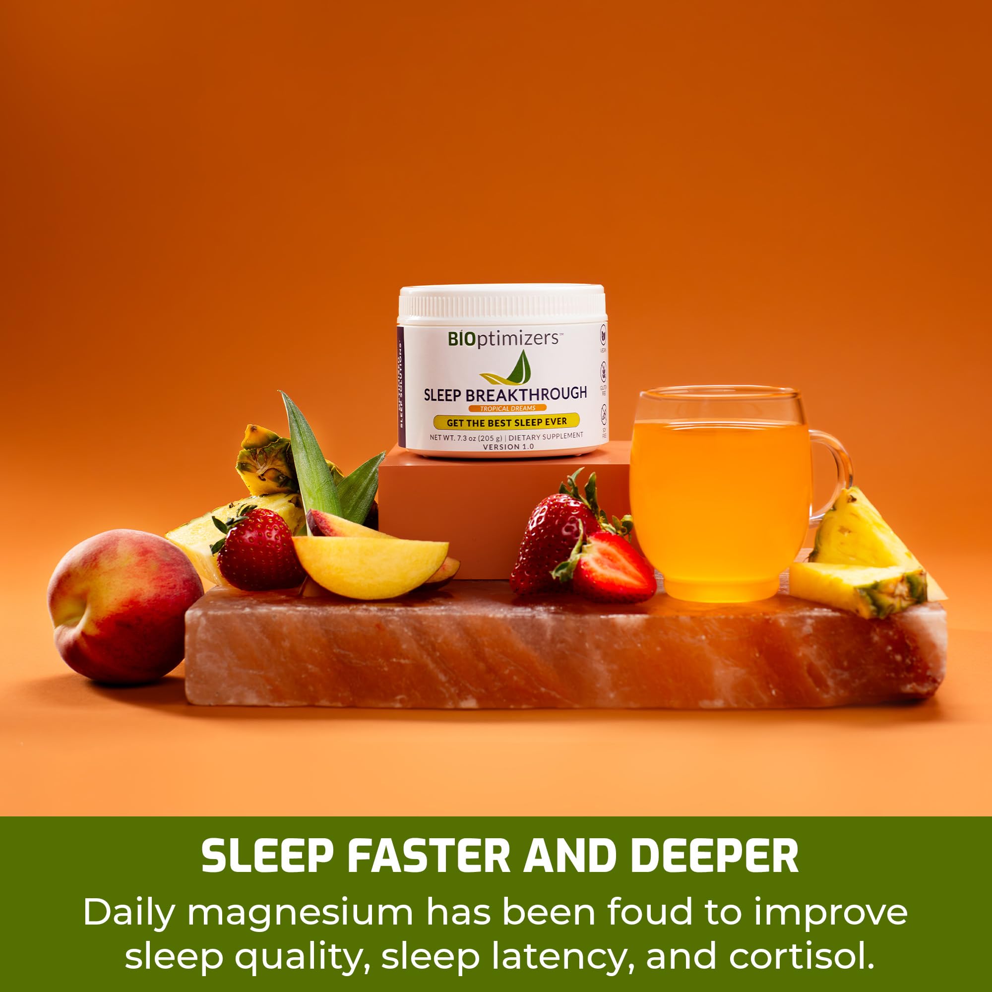 BIOptimizers Sleep Breakthrough preparación en taza con agua para una experiencia nocturna suave.