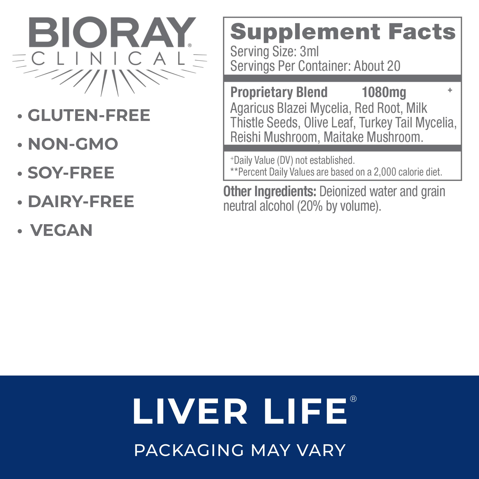 BIORAY Clinical Liver Life: gotero para dosis diaria en agua.