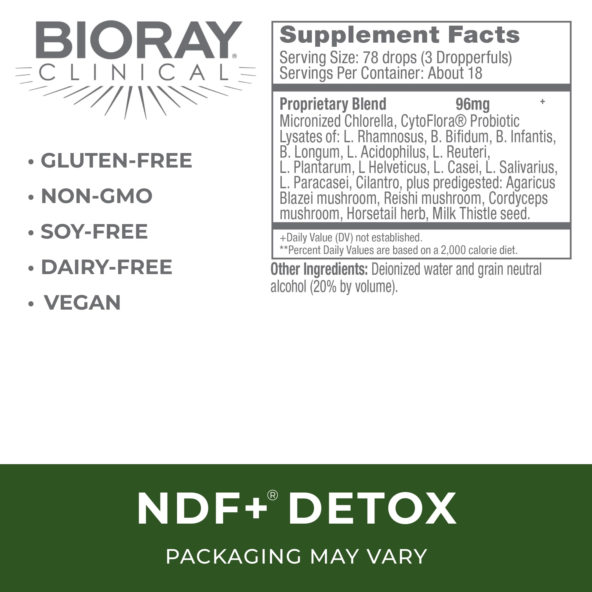 BIORAY Clinical NDF Plus gotas-dosis, facilita la administración diaria.