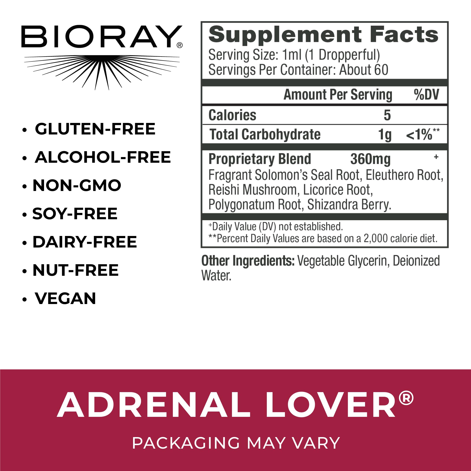 BIORAY cuidado adrenal diario dosis en agua para energía.