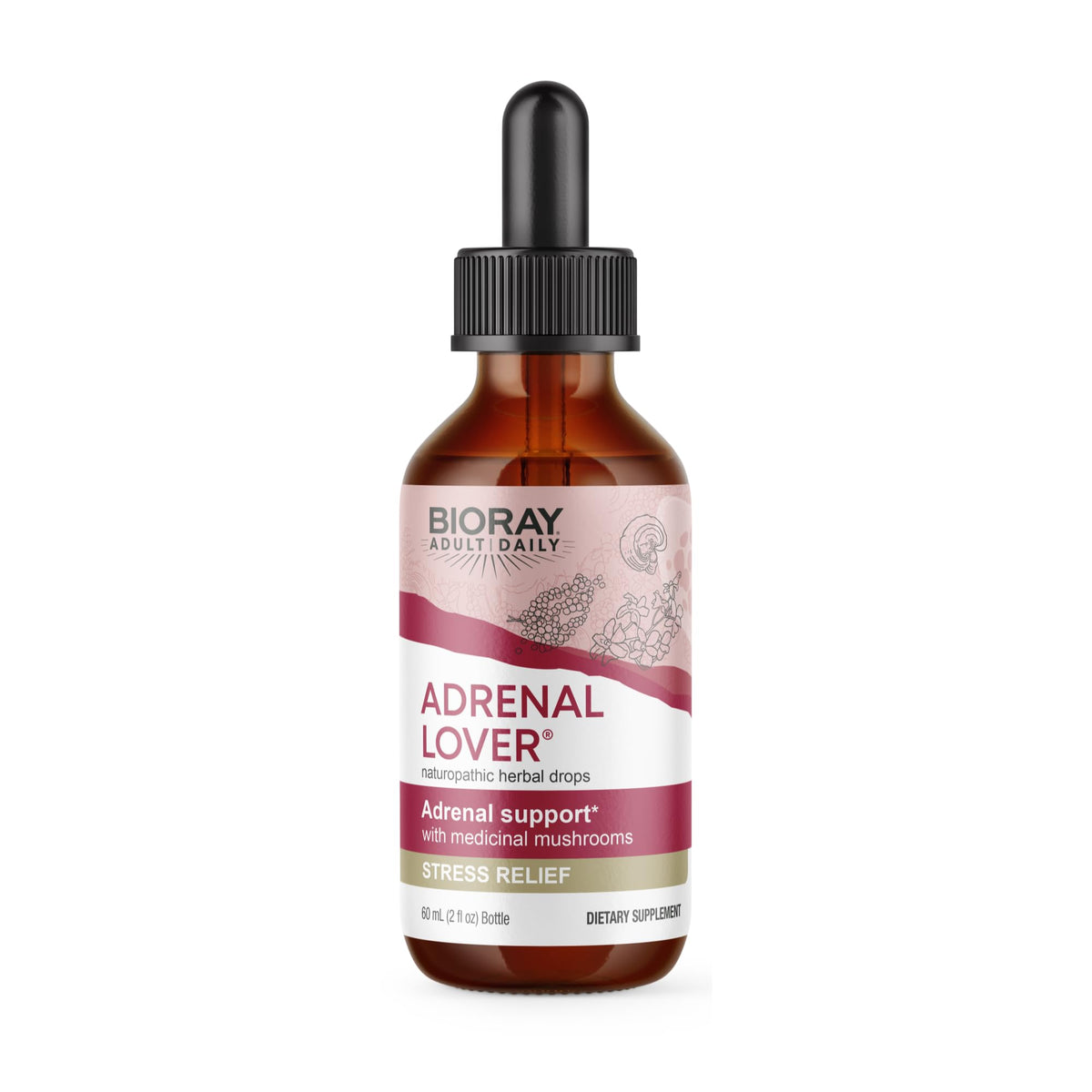 BIORAY cuidado adrenal diario frasco frente para apoyo diario.