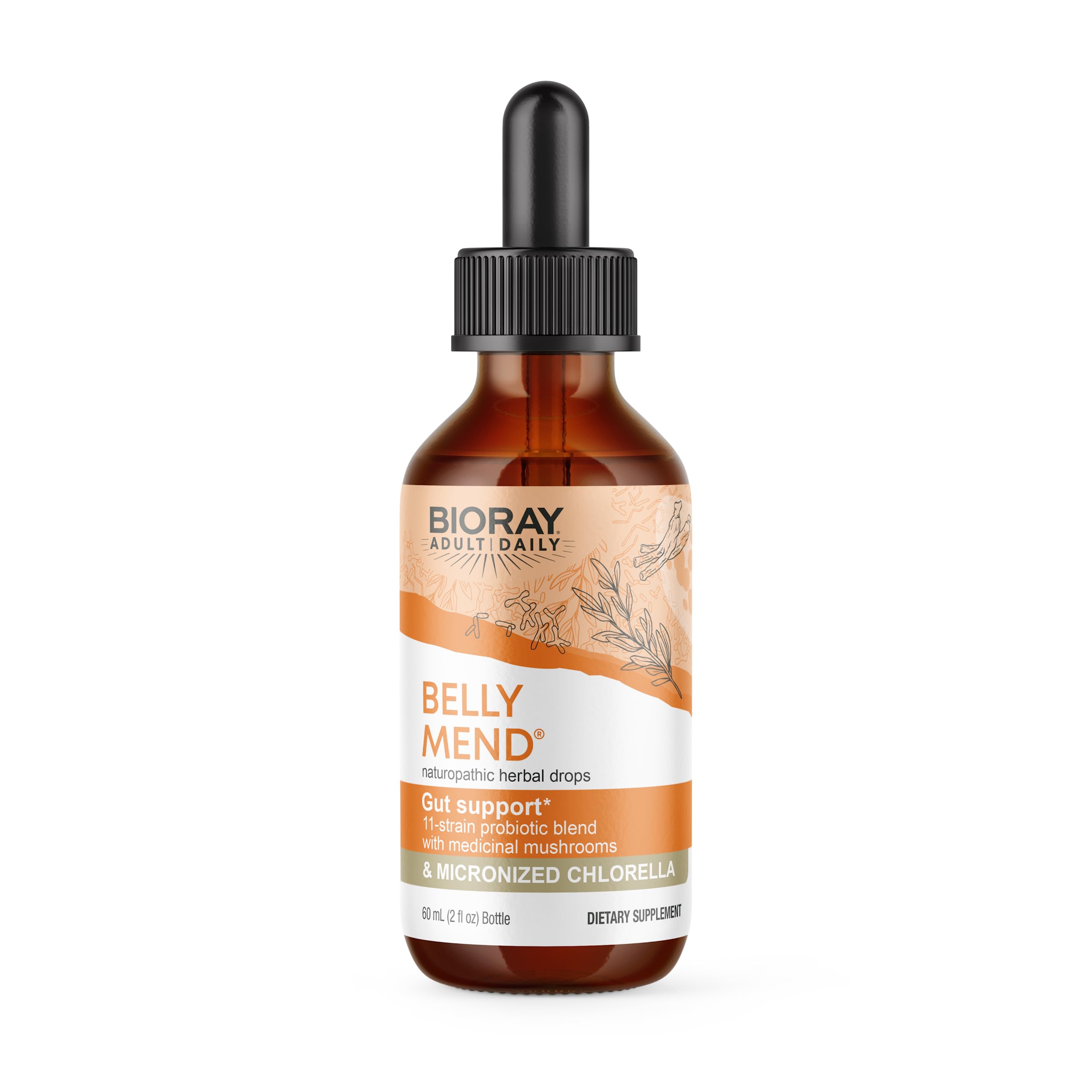 BIORAY Daily Belly Mend botella para bienestar digestivo y apoyo intestinal
