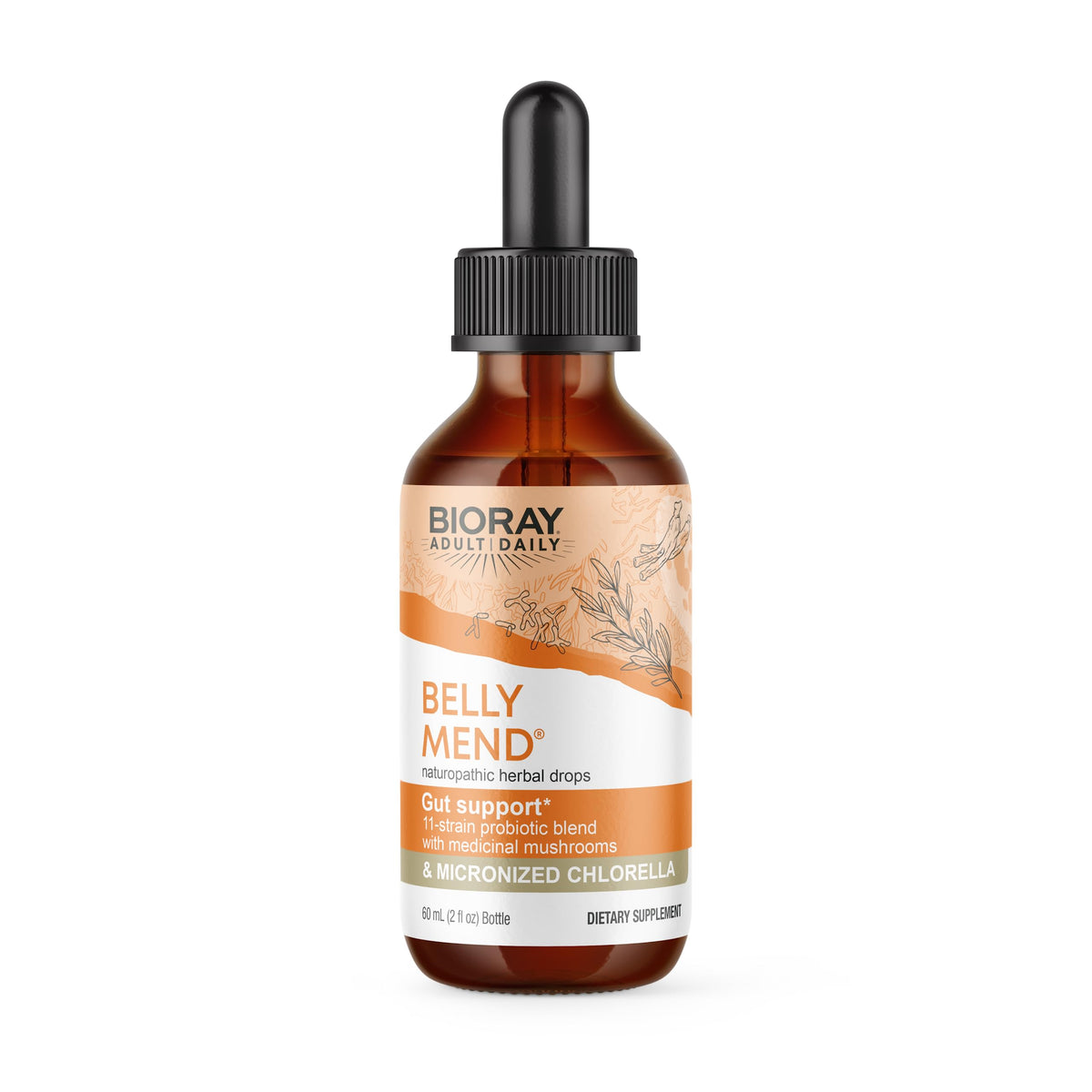 BIORAY Daily Belly Mend botella para bienestar digestivo y apoyo intestinal