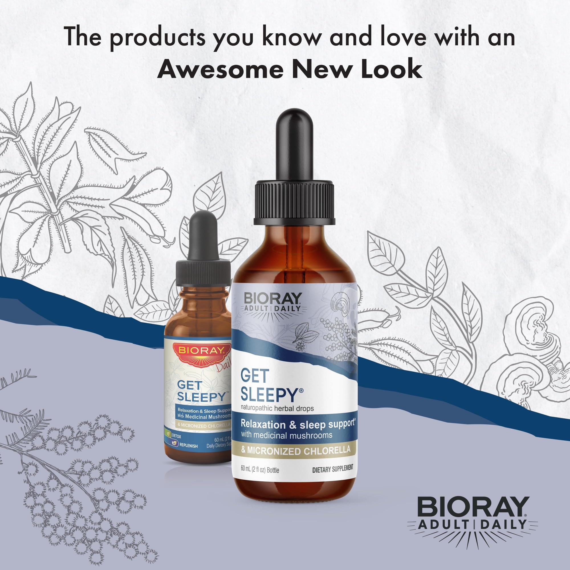 BIORAY Daily Get Sleepy, etiqueta: envase claro para una experiencia de relajación.