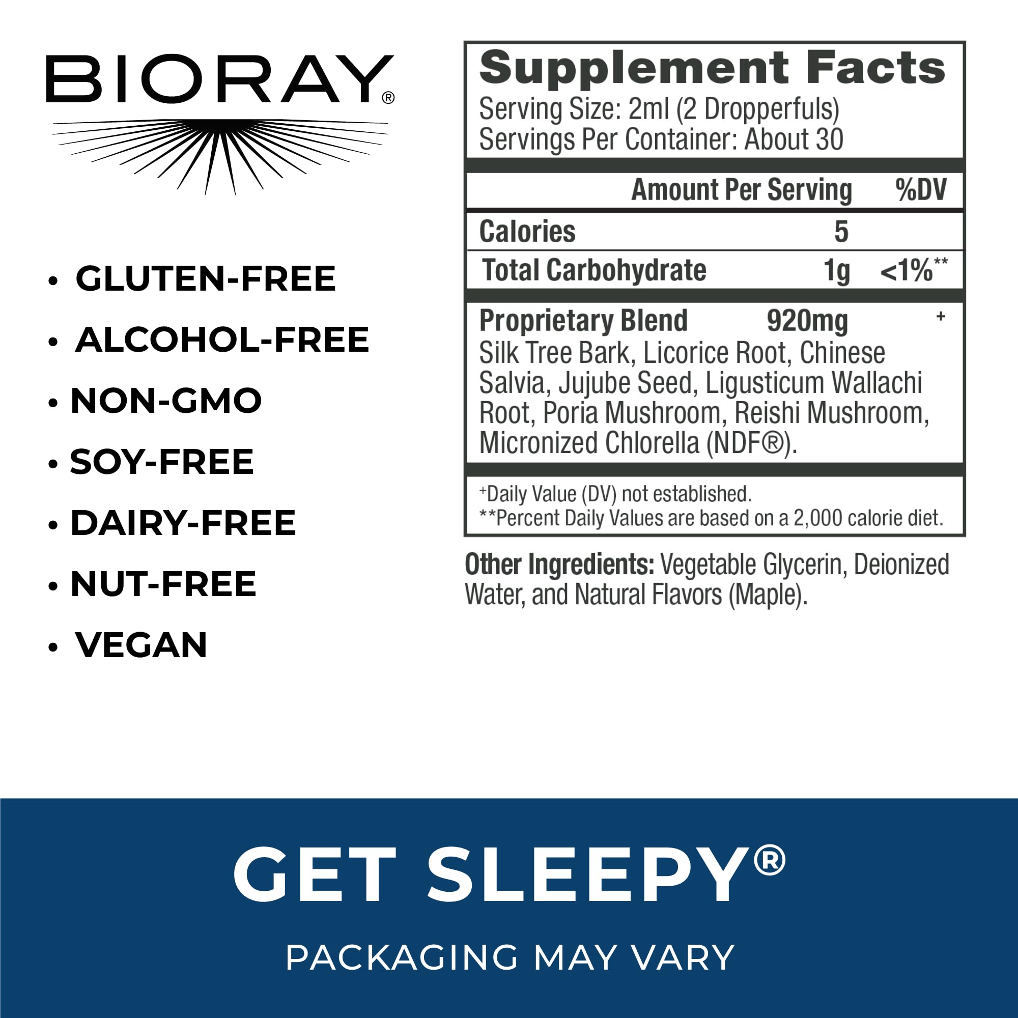 BIORAY Daily Get Sleepy, gotero: uso nocturno para facilitar la conciliación del sueño.