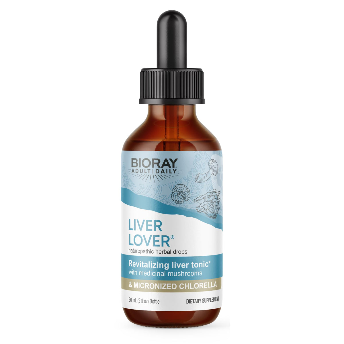 BIORAY Daily Liver Lover botella 2 oz, posible apoyo a hígado y energía.