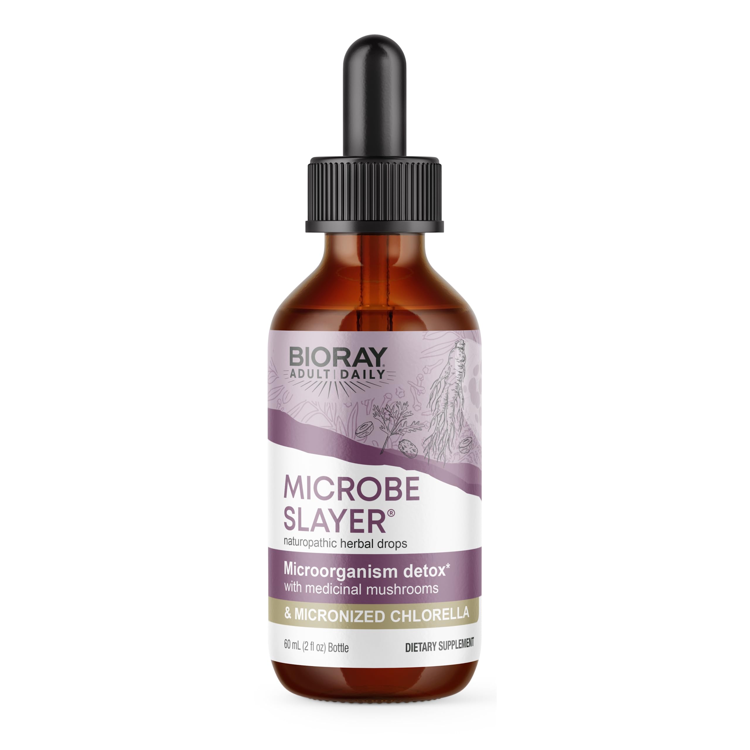 BIORAY Diario de Microbios en frasco de 59 ml con gotero para dosificar.
