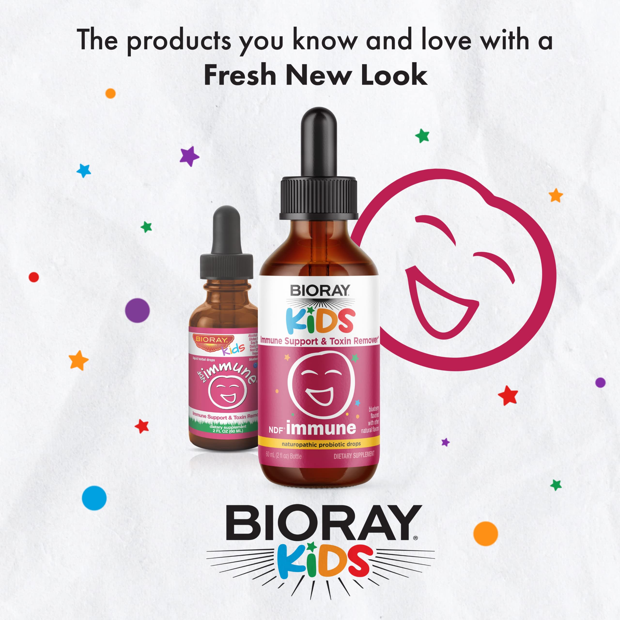 BIORAY Kids NDF Inmune, etiqueta clara, ingredientes naturales para bienestar diario.