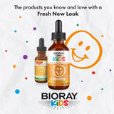 BIORAY Kids NDF Tummy frambuesa, niño usando el suplemento, posible apoyo a la rutina diaria