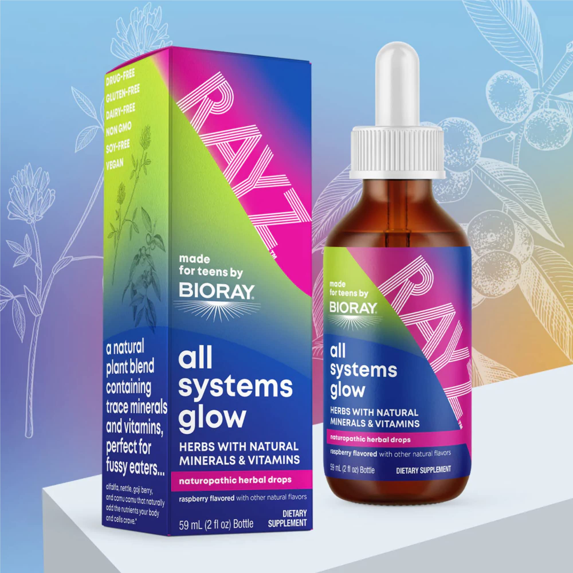 BIORAY RAYZ Frambuesa, esencias florales para concentración y presencia diaria.