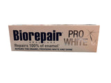 Biorepair empaque italiano de pasta dental, calidad garantizada para cuidado diario.