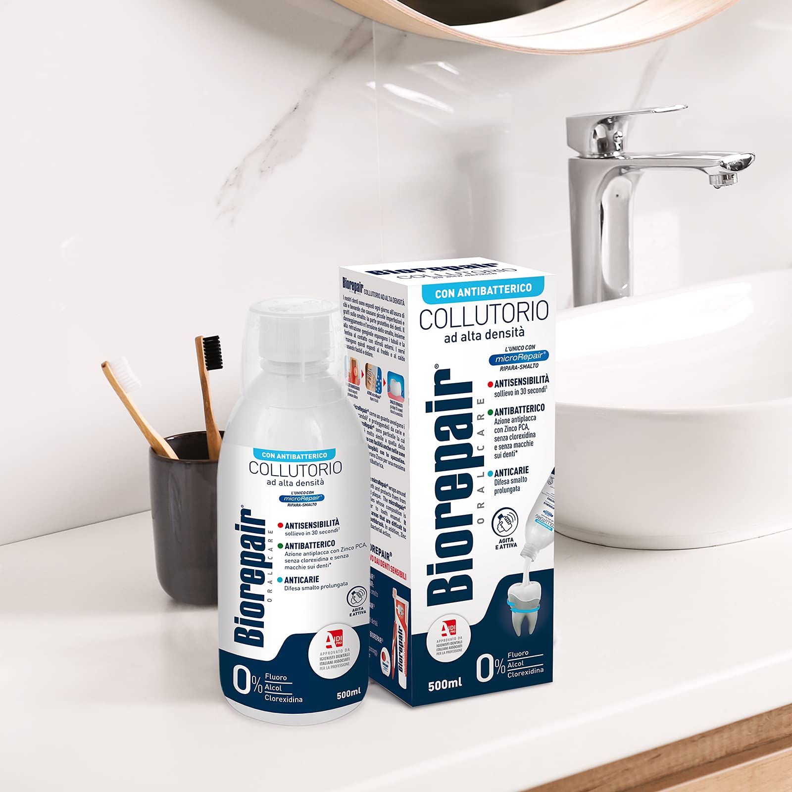 Biorepair Enjuague Bucal textura refrescante, sensación limpia en boca