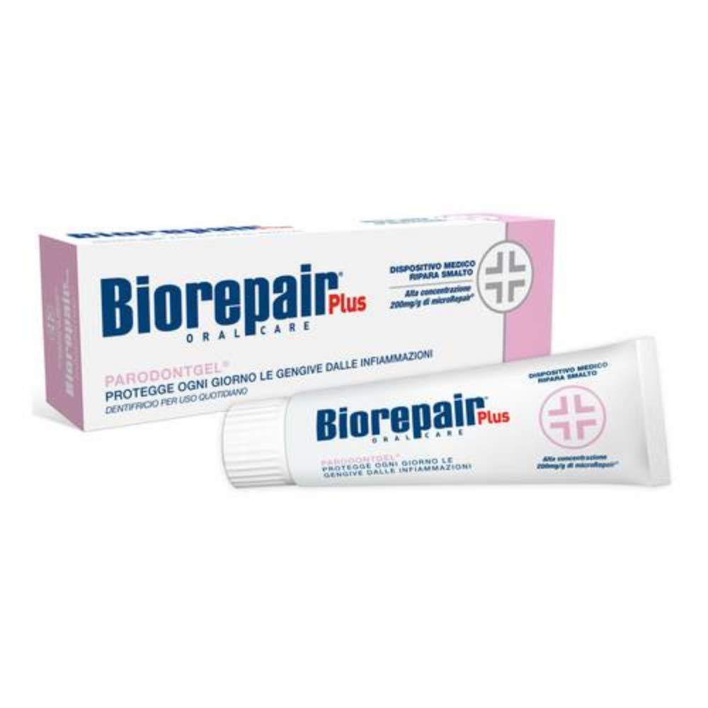 Biorepair Parodontgel aplicación diaria, fórmula sin fluoruro para uso familiar.