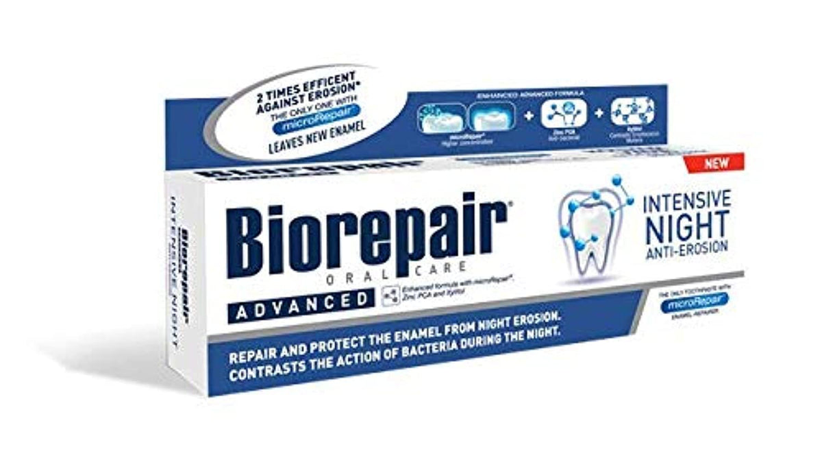 Biorepair pasta dental noche intensa, cuidado de esmalte durante la noche.