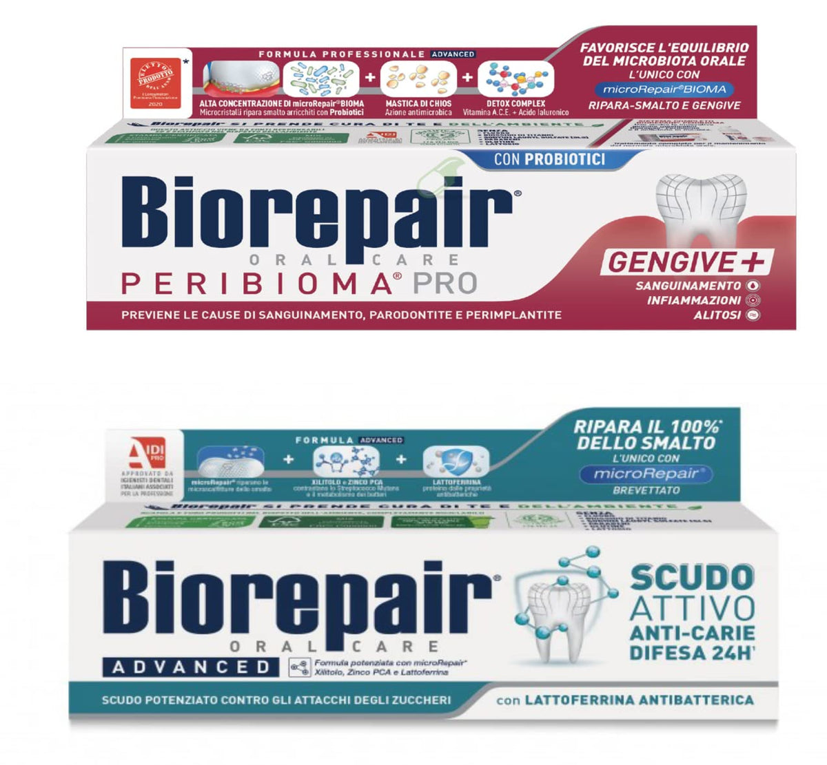 Biorepair Set 2 pasta dental 75 ml en tubo, limpieza diaria suave
