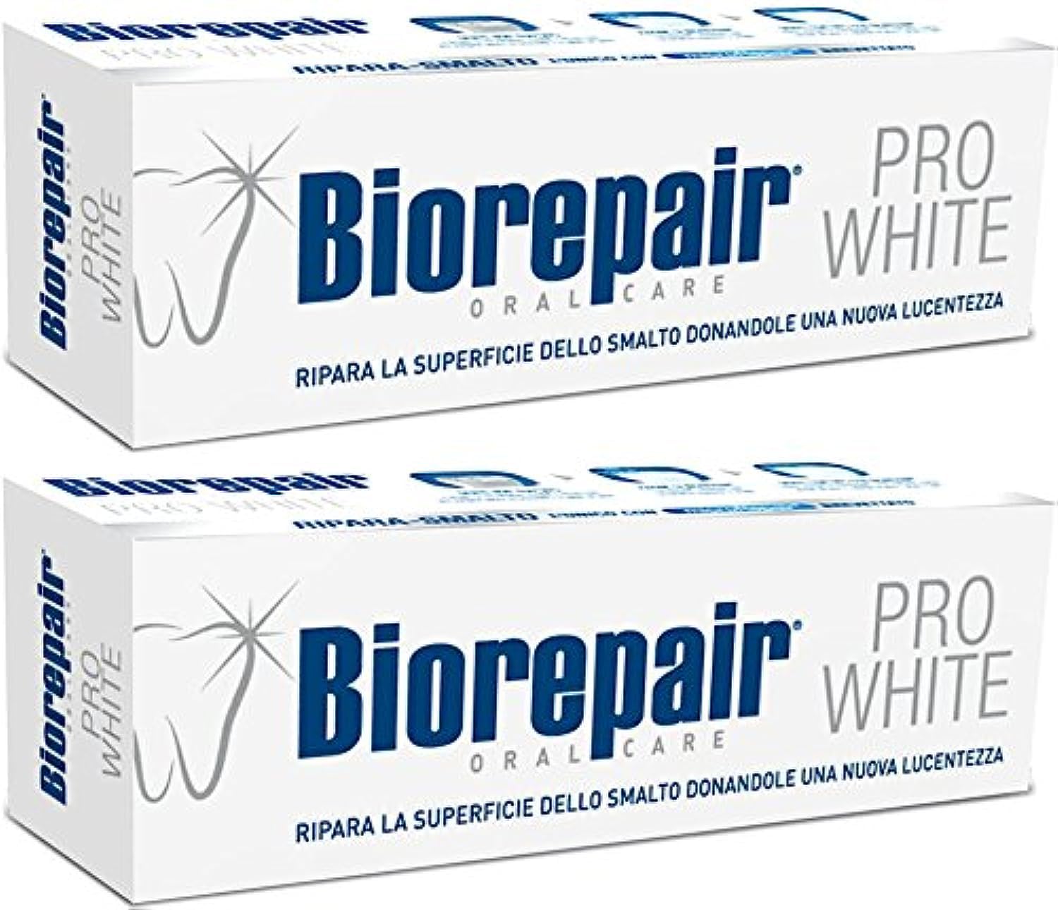 Biorepair Pro White, tubo de pasta dental, reparación suave del esmalte para sonrisa clara.