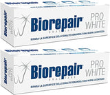 Biorepair Pro White, tubo de pasta dental, reparación suave del esmalte para sonrisa clara.