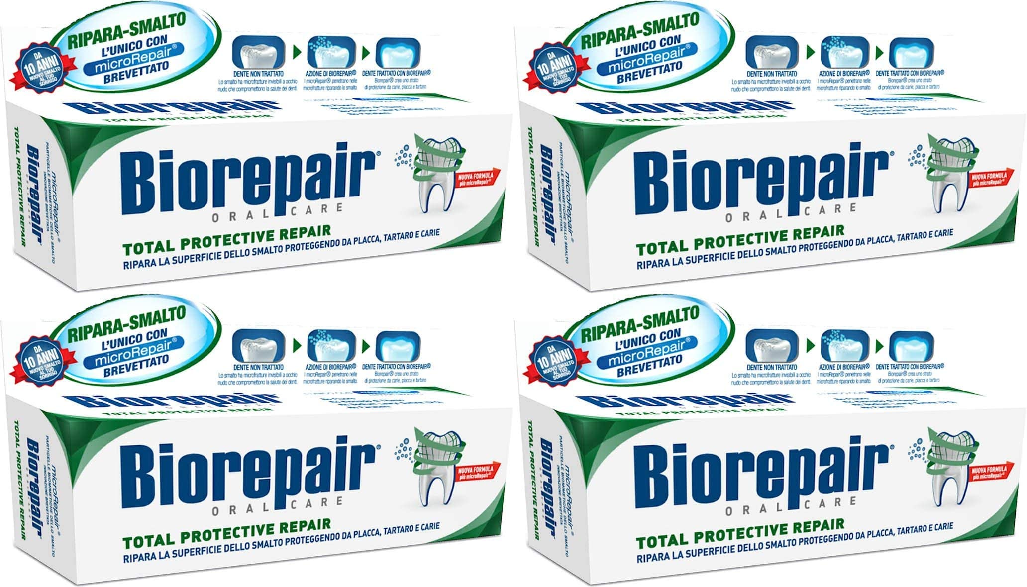 Biorepair Total Protective Repair, pasta dental en tubo, uso diario sin flúor.
