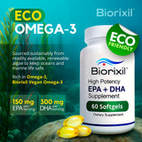 Biorixil omega-3 en botella se muestra envase limpio y práctico.