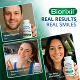 Biorixil cápsulas omega-3 dentro de caja enfatiza conveniencia.