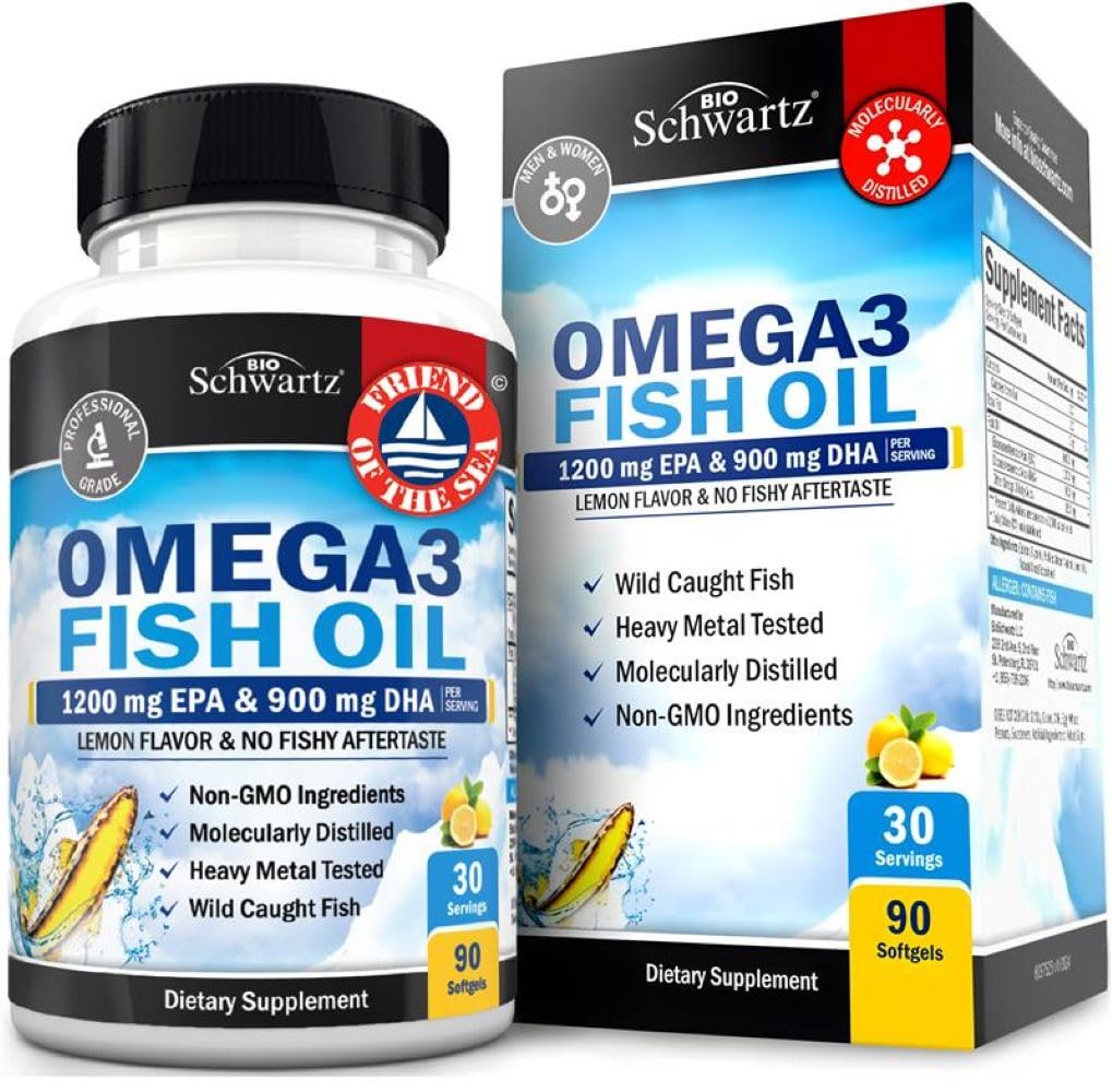 BioSchwartz Omega-3: botella de suplemento con sabor a limón