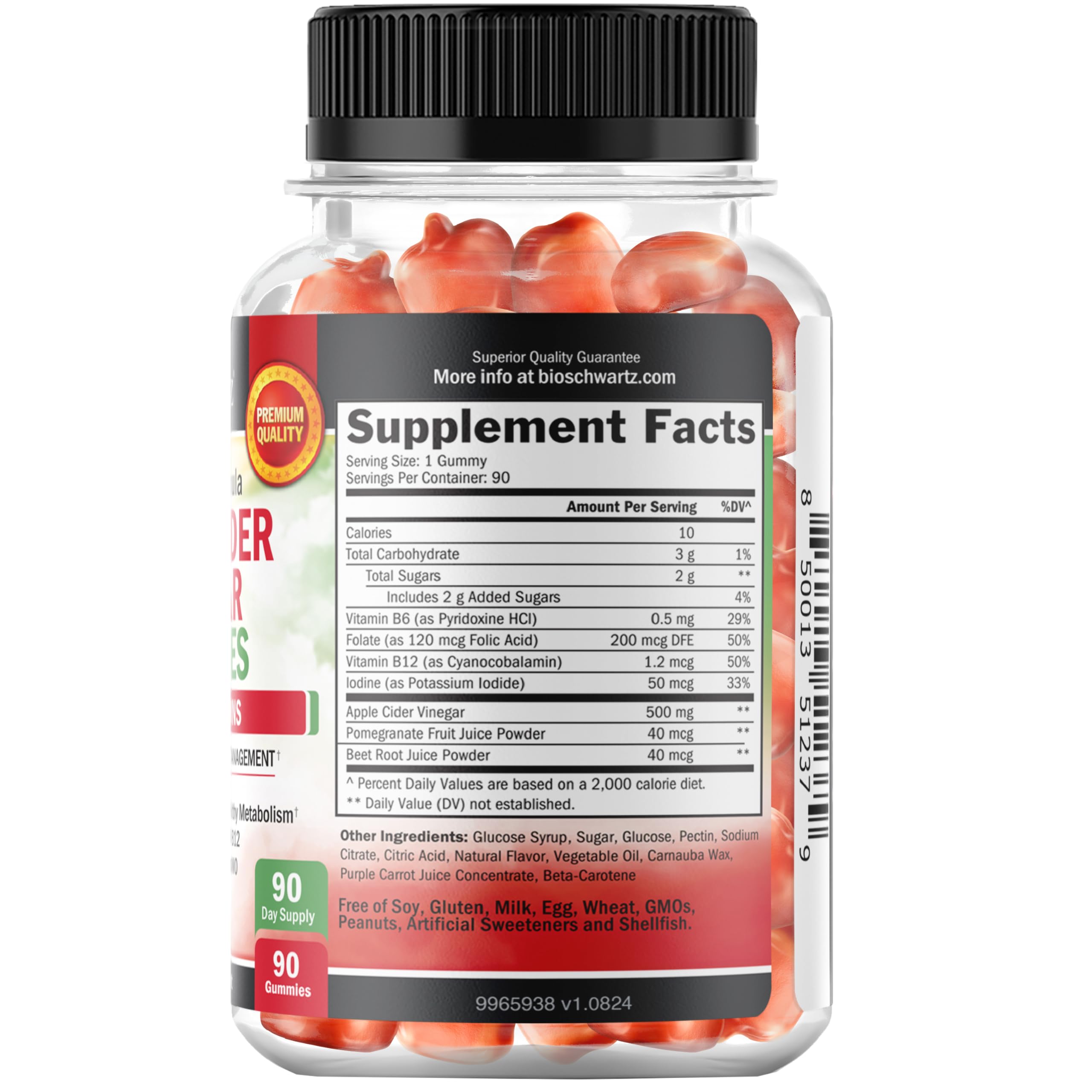 BioSchwartz bote gomitas en mesa, ideal para rutina matutina