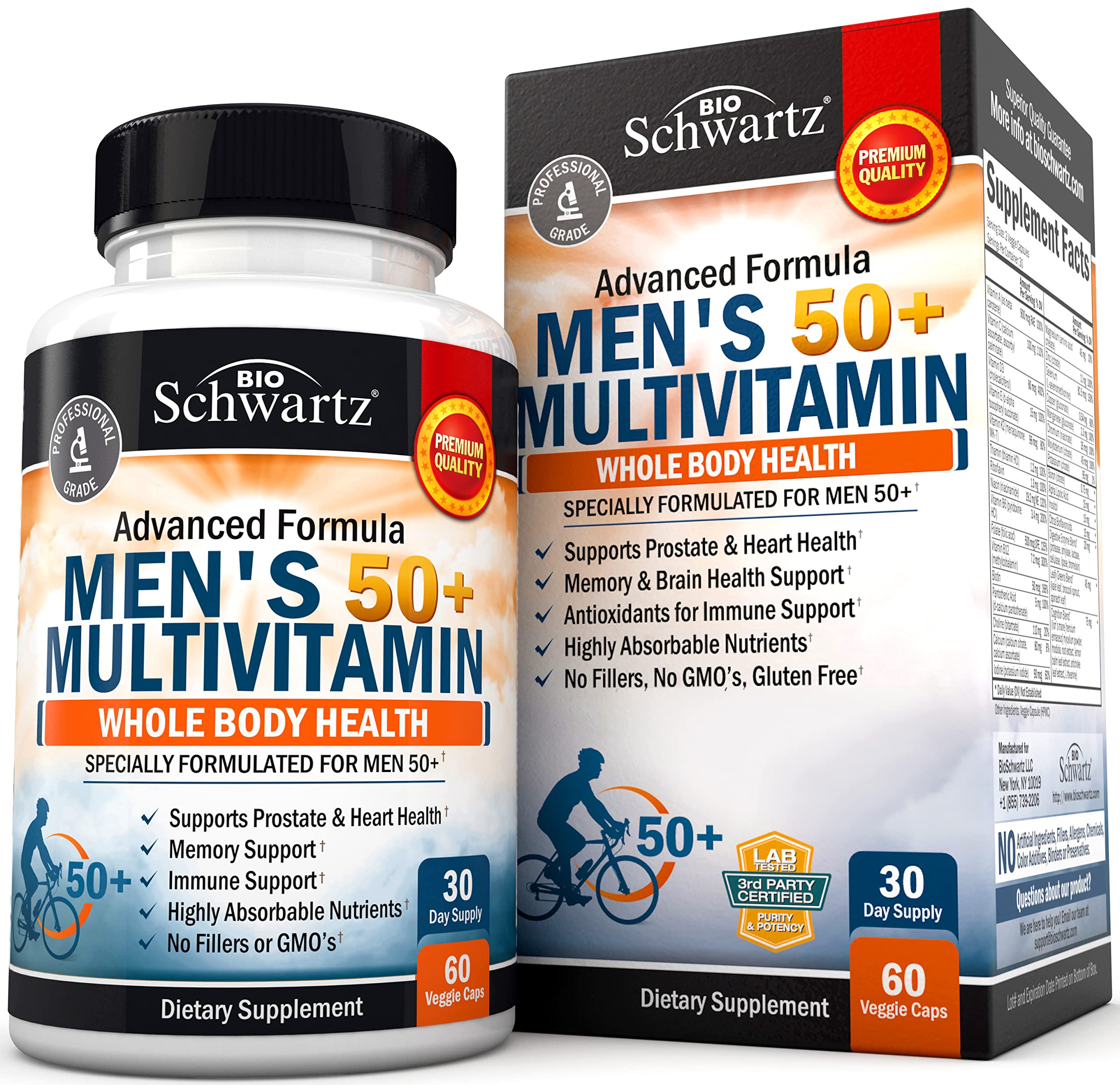 BioSchwartz botella de multivitaminas 50+ para energía diaria y claridad