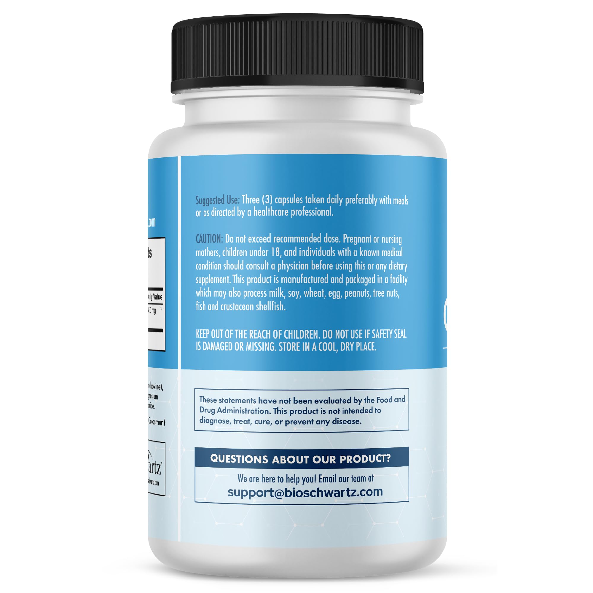 BioSchwartz Colostrum: IgG estandarizado al 7% para consistencia