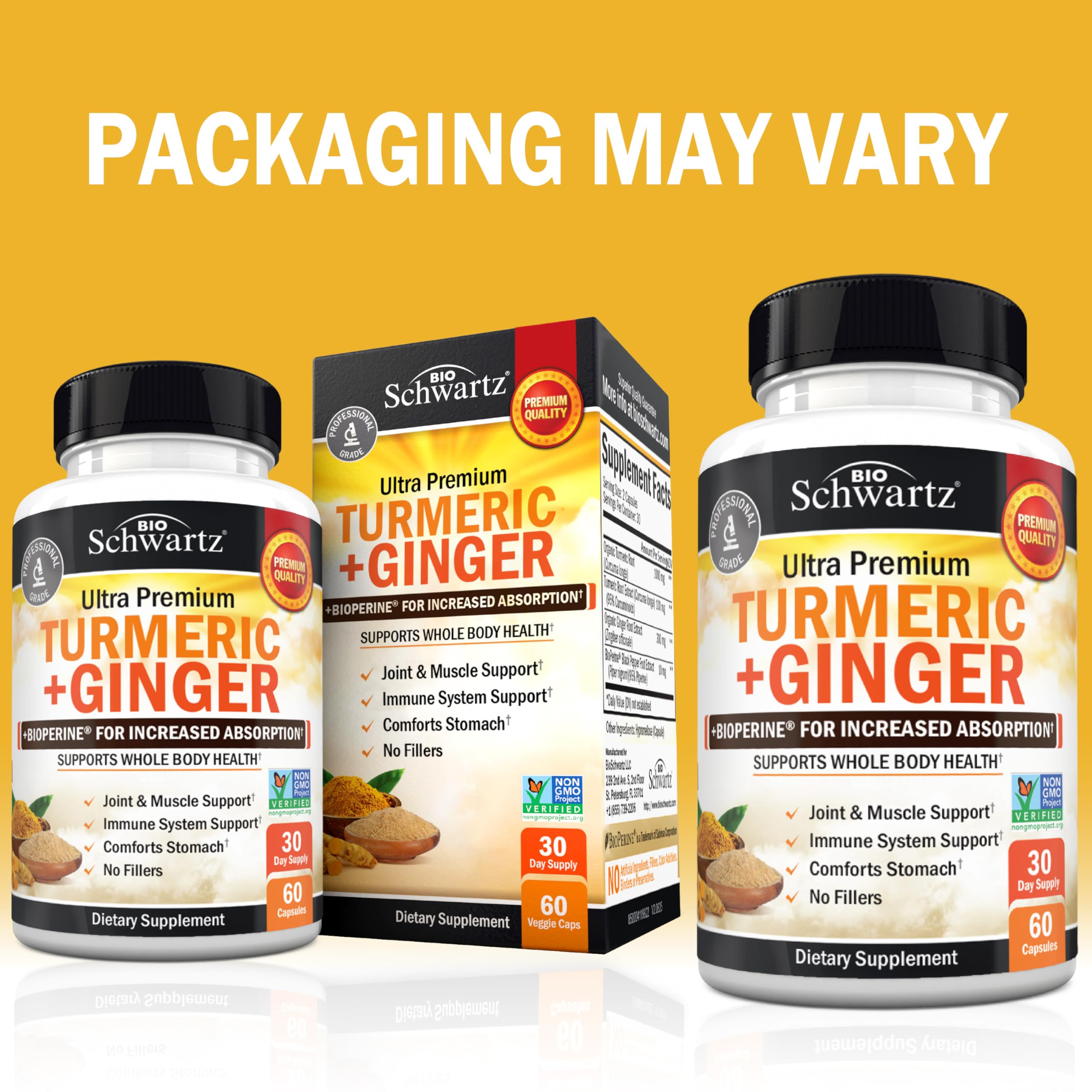 BioSchwartz curcuma-jengibre cápsulas con BioPerine para absorción óptima