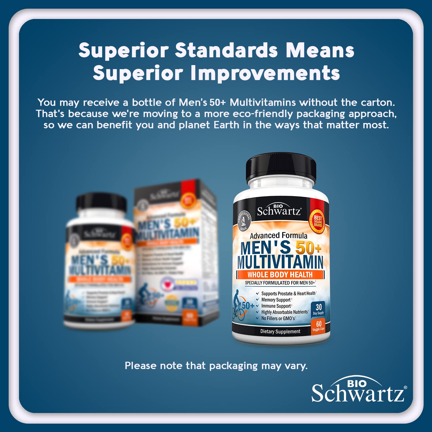 BioSchwartz etiqueta de multivitaminas 50+ para apoyo inmunitario y energía