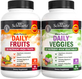 BioSchwartz Frutas y Verduras en cápsulas, botella visible, energía diaria potencial