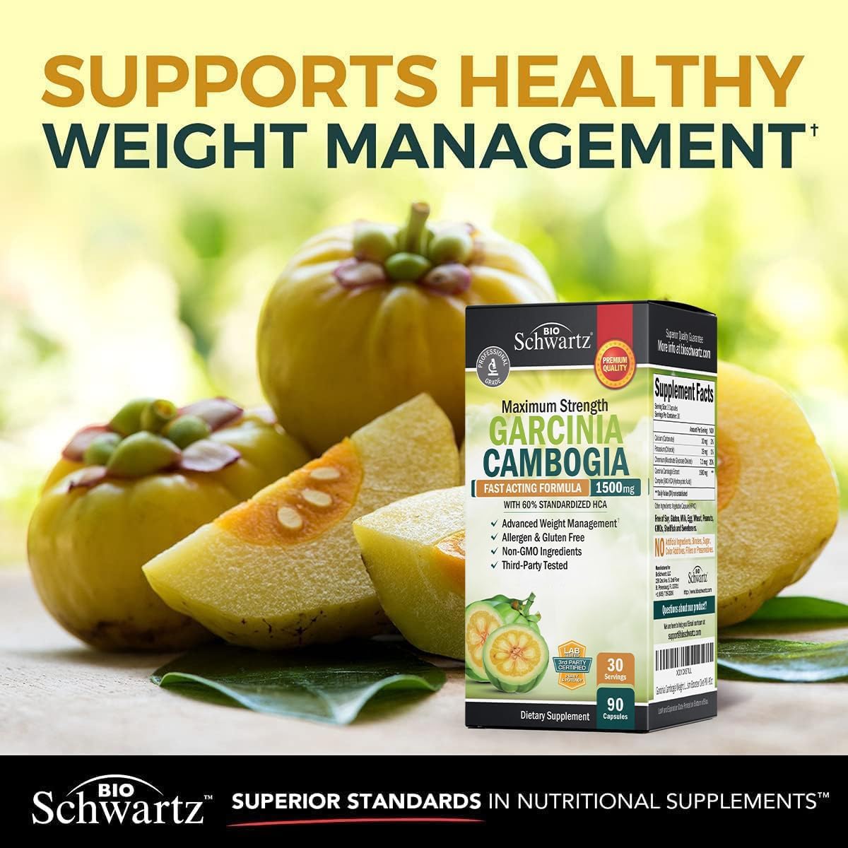 Sello GMP en BioSchwartz Garcinia Cambogia, fabricación segura.