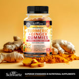 BioSchwartz gomitas curcuma jengibre en mano para consumo diario.