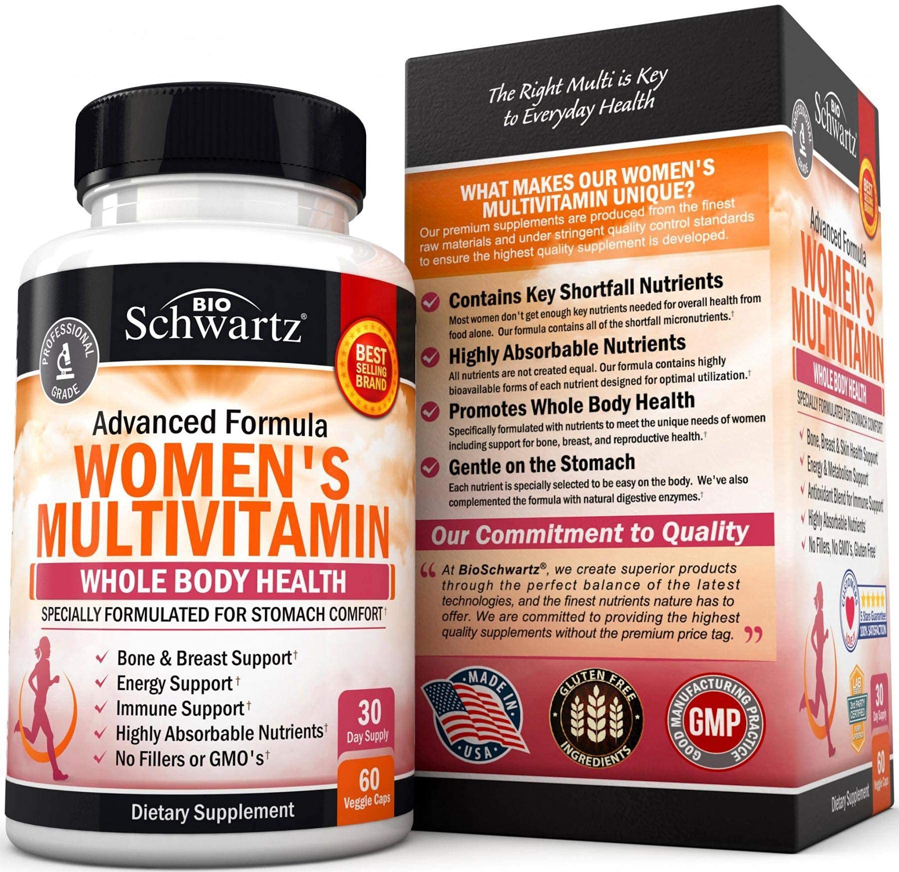 BioSchwartz Multivitaminas para mujer, antioxidantes para la piel y la juventud.