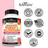 BioSchwartz Multivitaminas para mujer, ingredientes clave como Vitamina D3 y zinc.