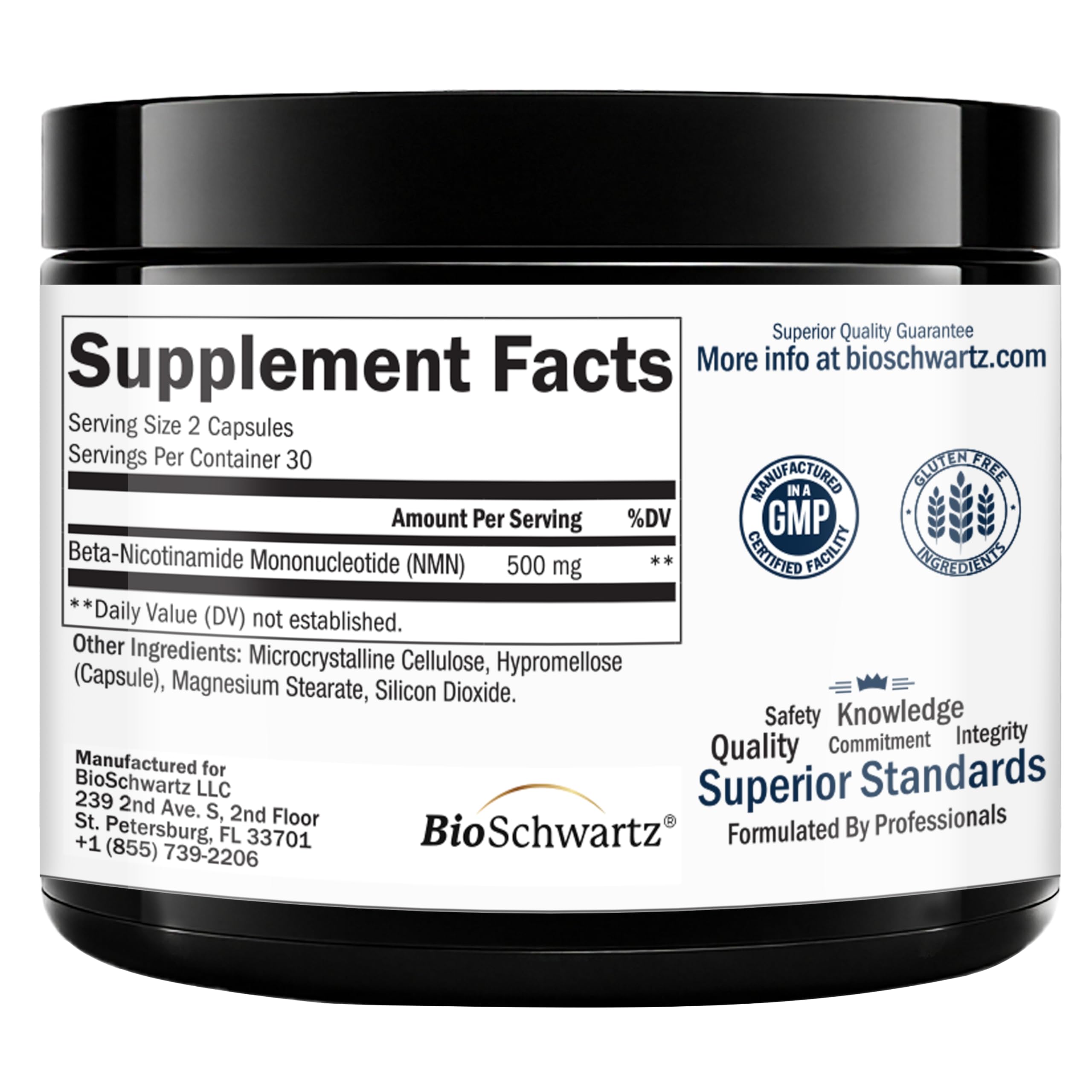 BioSchwartz NMN: fórmula libre de gluten para dietas específicas.