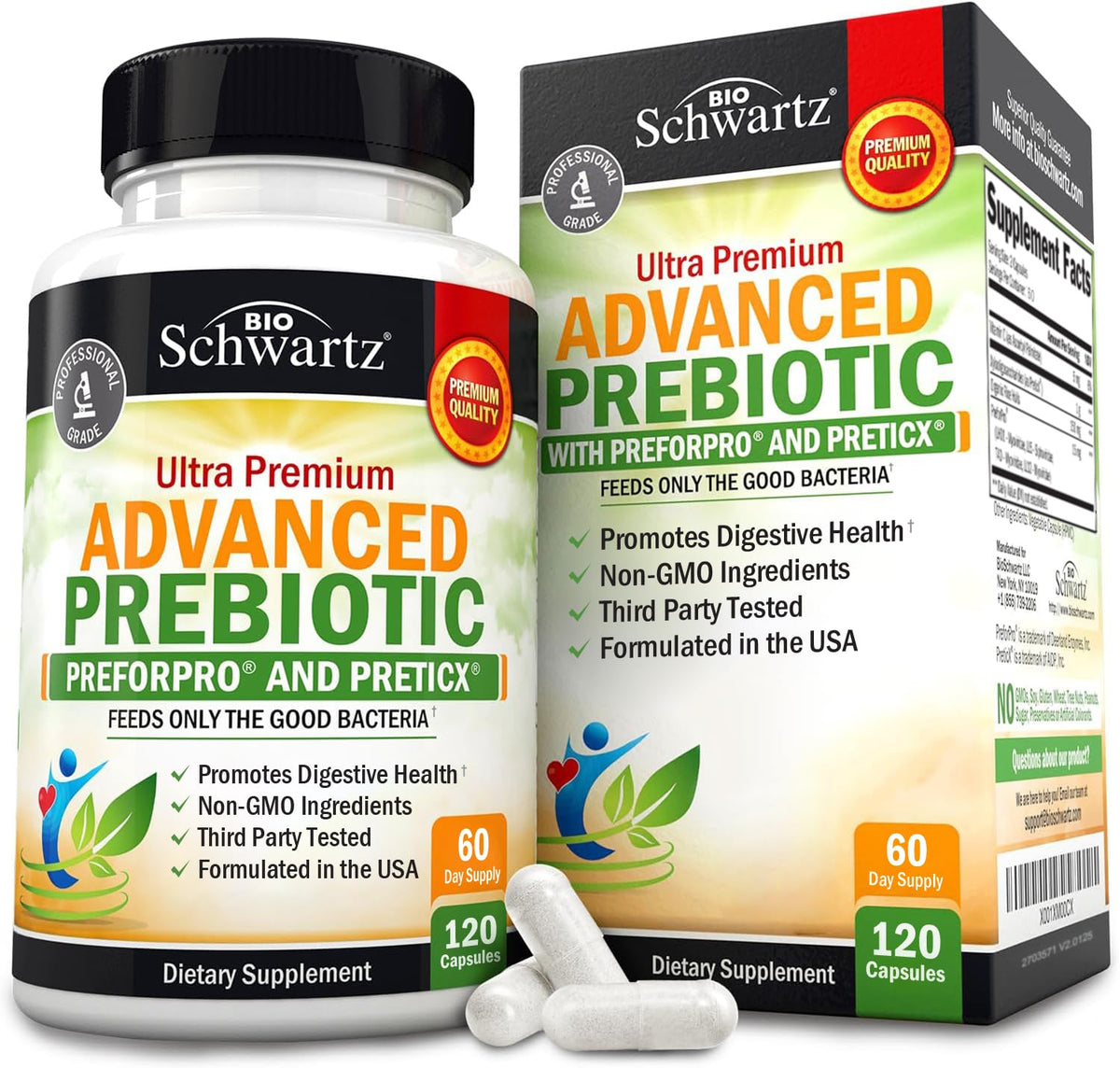 BioSchwartz Prebióticos Avanzados frasco vertido, apoyo digestivo diario