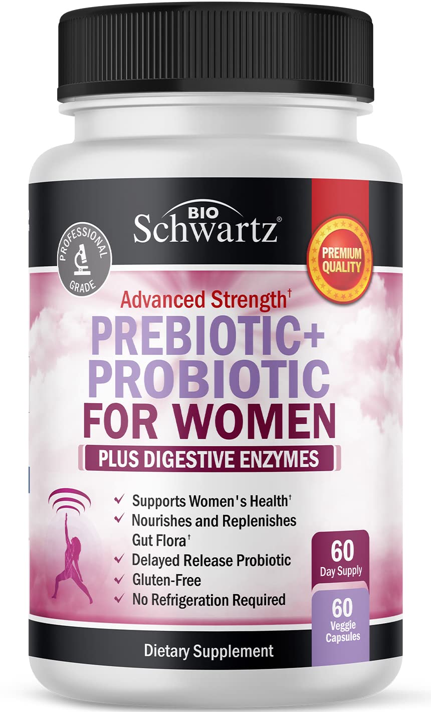BioSchwartz prebióticos y probióticos para mujer en bote: apoyo digestivo diario.