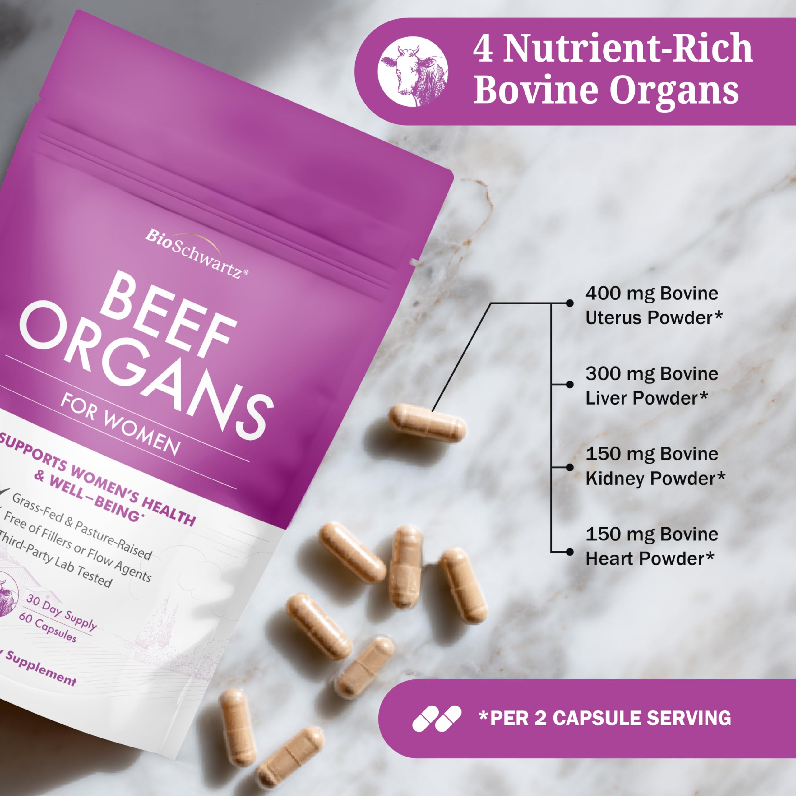 BioSchwartz Primal: etiqueta clara para identificar beneficios de ingredientes de origen animal.