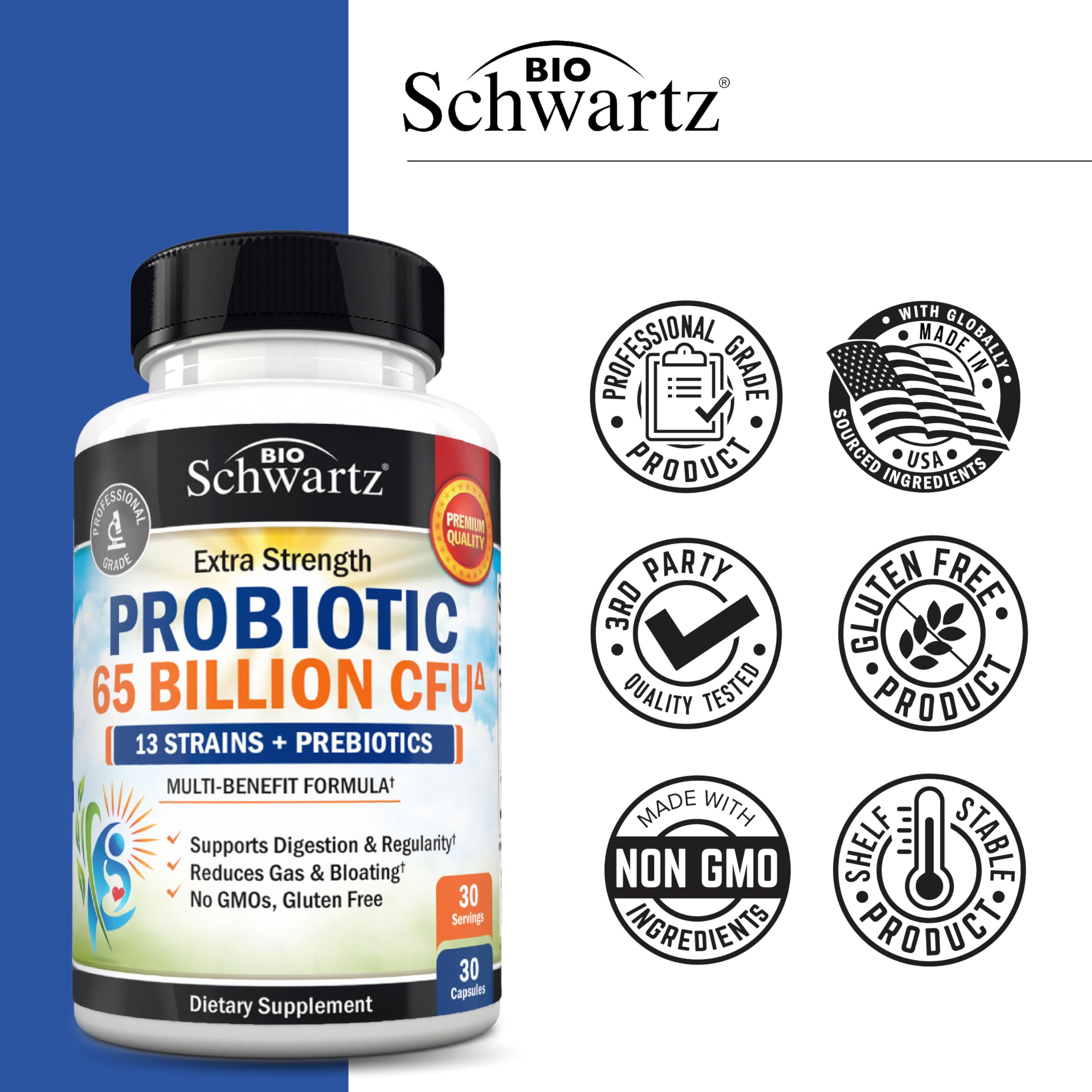 BioSchwartz Probióticos 65B sin alergenos para dietas sensibles.