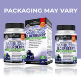 BioSchwartz Sambucus cápsulas: la etiqueta destaca vitamina C y zinc para la piel.