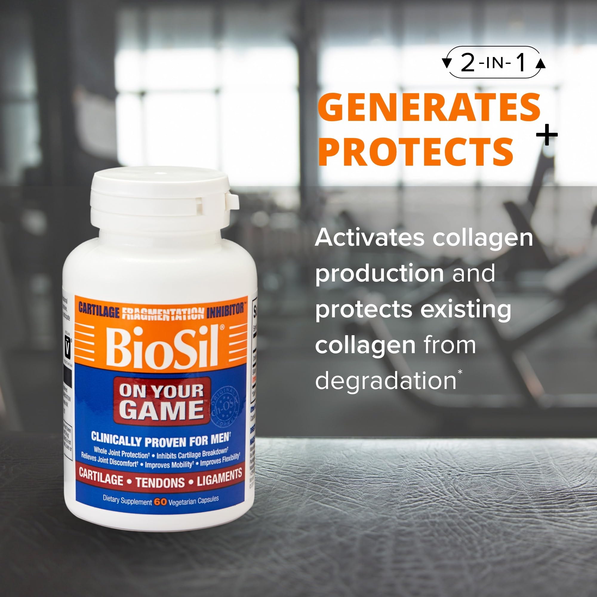 Biosil On Your Game etiqueta: complejo ch-OSA patentado para soporte de colágeno