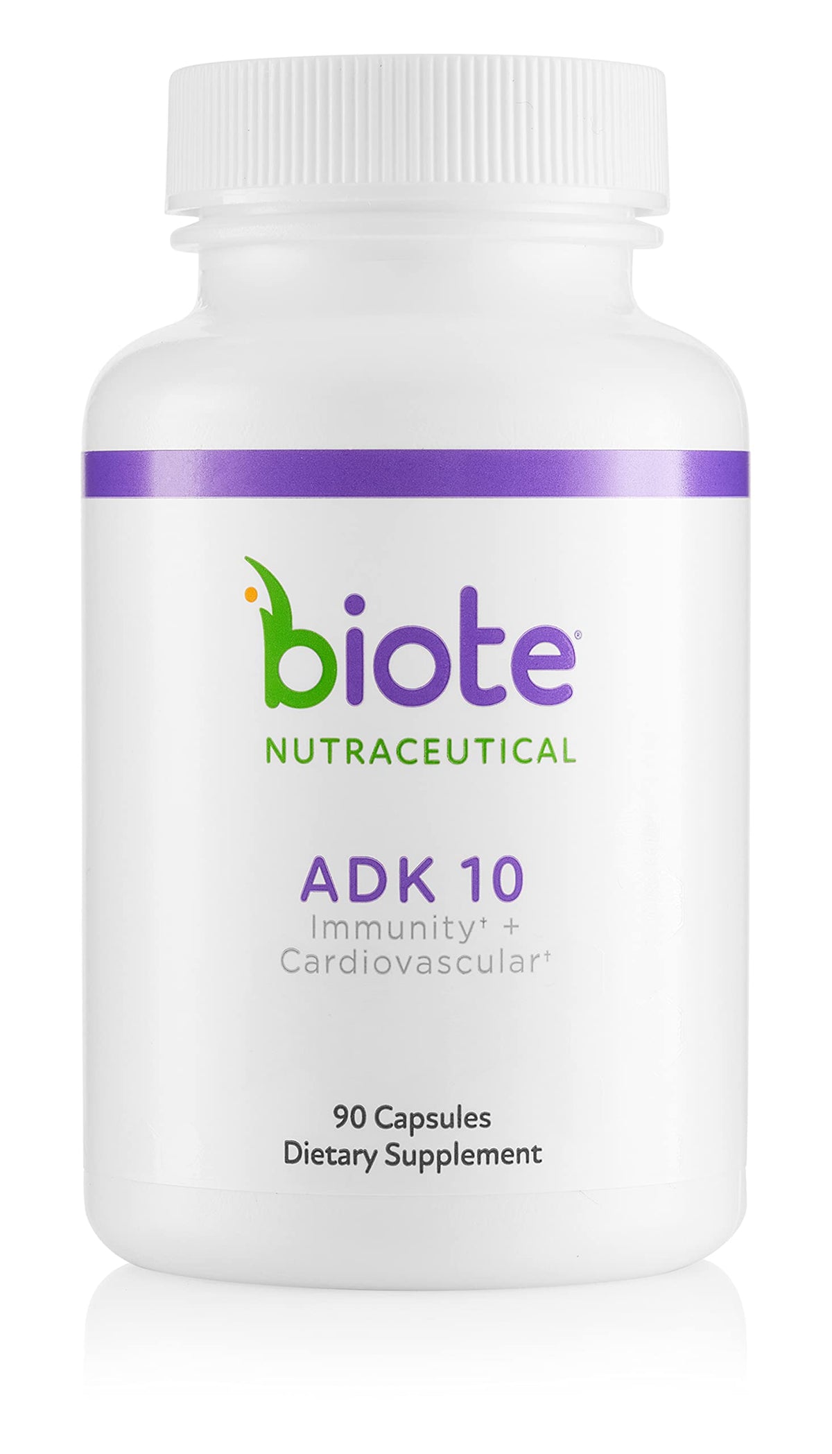 Biote ADK10: botella de cápsulas para apoyo inmunológico diario.